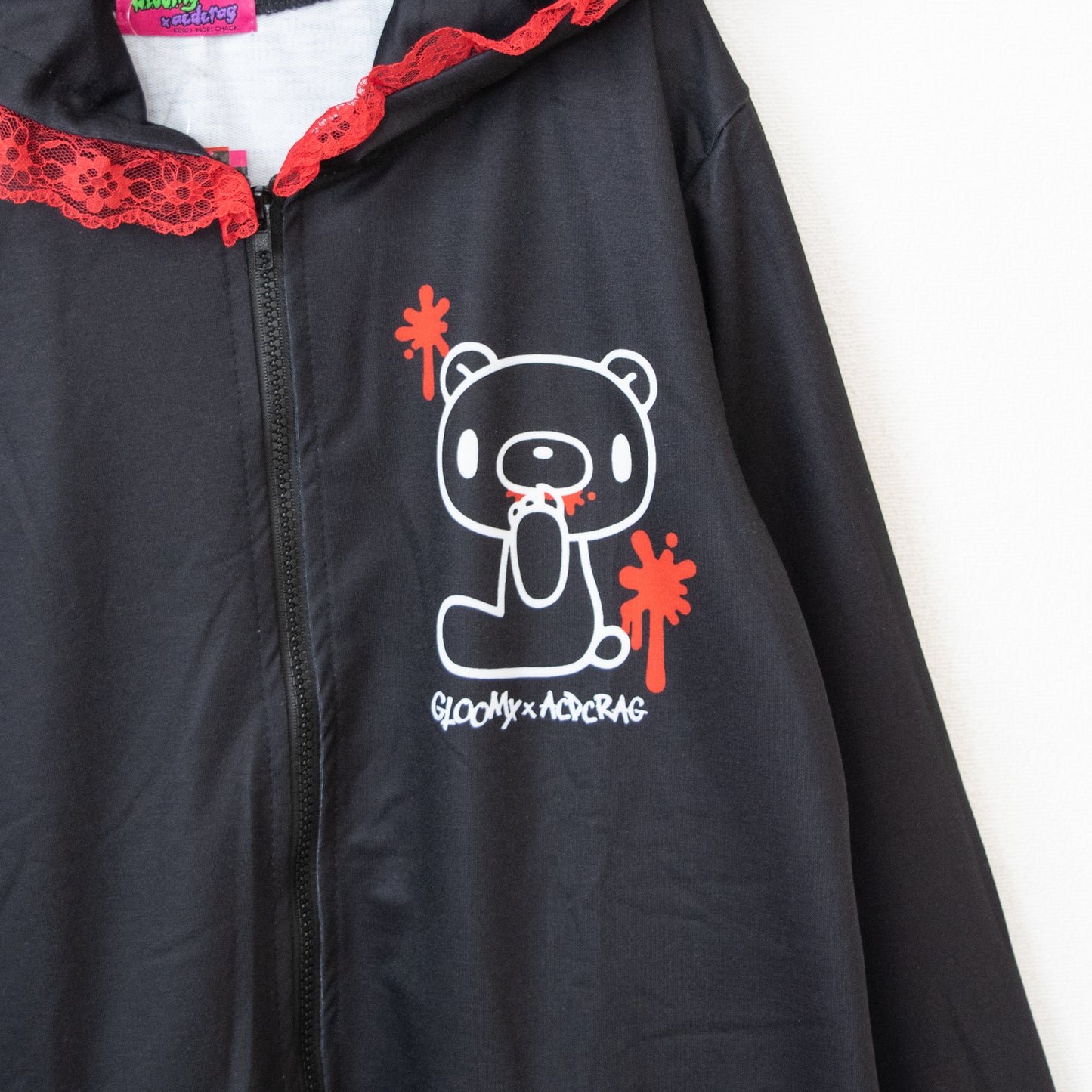 ACDC RAG Dark Gloomy Bear Ears Hoodie Black Red