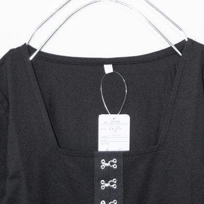 フロントホック 半袖Tシャツ BLACK