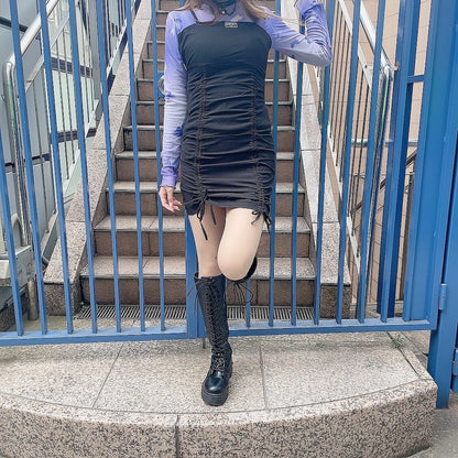 シャーリングキャミワンピース BLACK