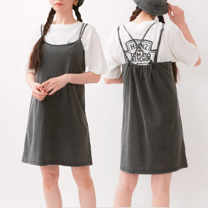 デニムキャミワンピース WストラップBLACK