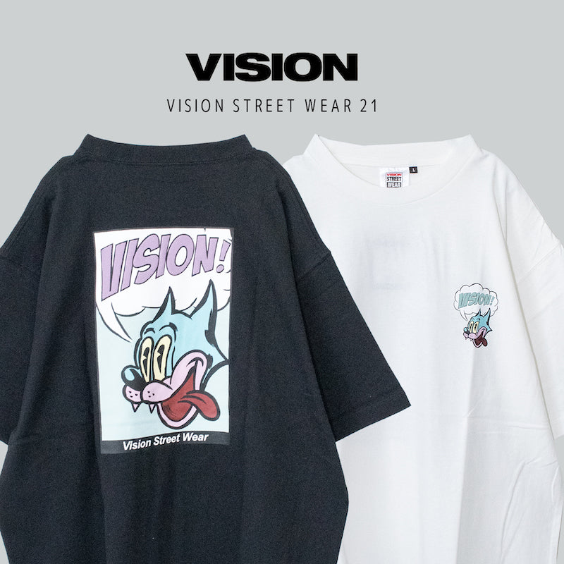VISION STREET WEAR コミックキャラ発砲プリントTシャツ BLACK