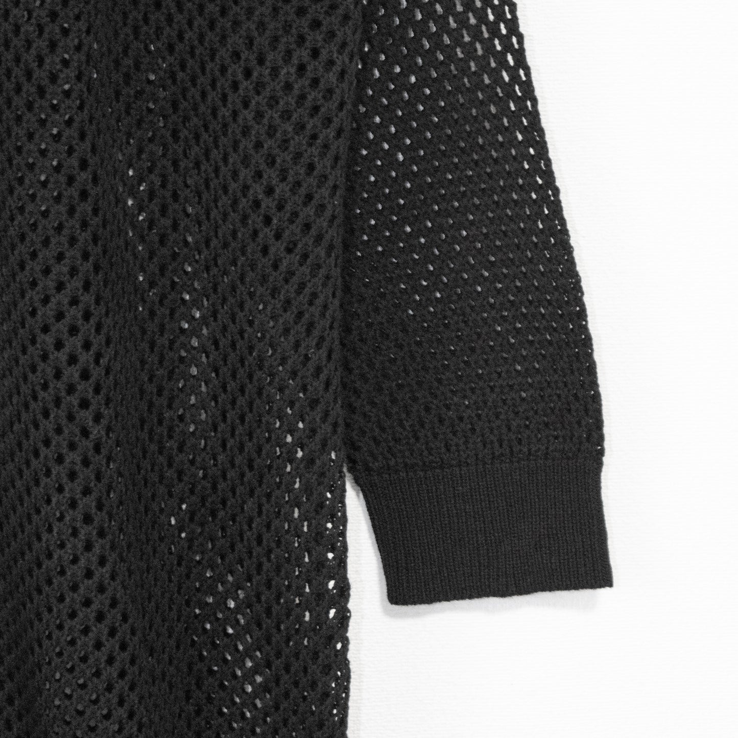 Mesh knit long cardigan BLACK