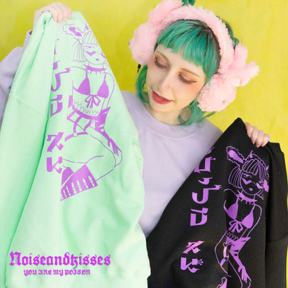 TRACY x NOIKISU ガーターガール Sweatshirt BLACK