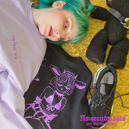 TRACY x NOIKISU ガーターガール Sweatshirt BLACK