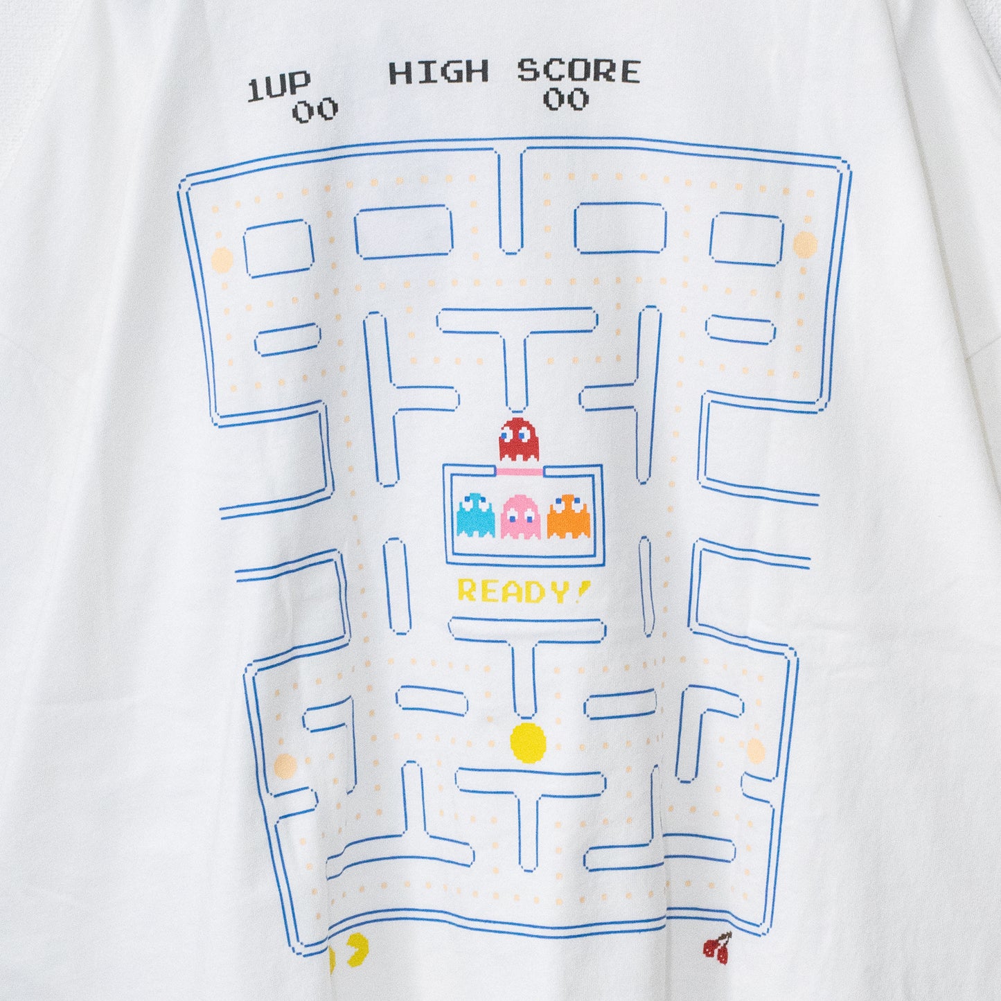 Pac-Man Official Labyrinth Print Short Sleeve Oversized T-Shirt WHITE