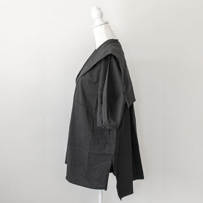 Brown&amp;Street Back flap short sleeve shirt BLACK