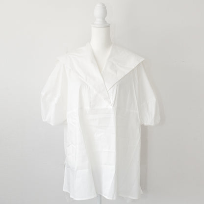 Brown&amp;Street Back flap short sleeve shirt WHITE