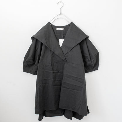 Brown&amp;Street Back flap short sleeve shirt BLACK