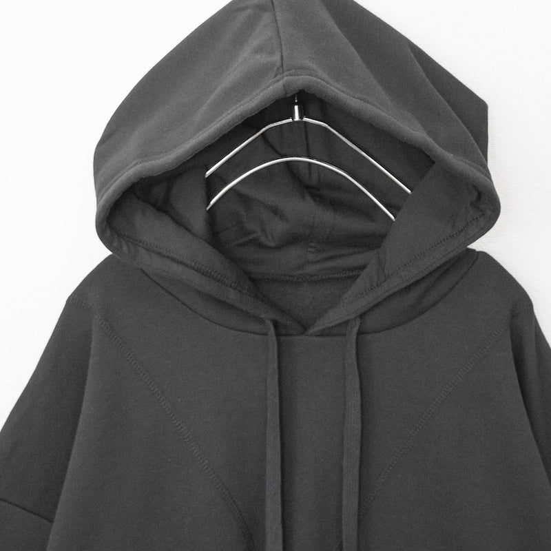 Fleece-lined cut-off pullover hoodie BLACK