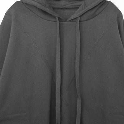 Fleece-lined cut-off pullover hoodie BLACK