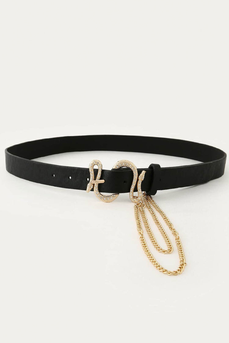 Rhinestone snake chain belt BLACK