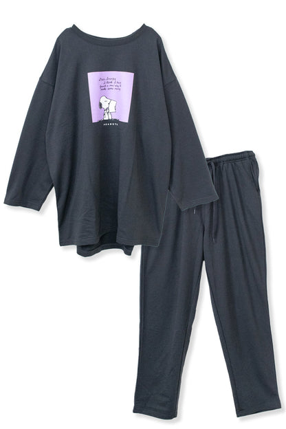 PEANUTS Snoopy One Mile Wear Top and Bottom Set CHARCOAL