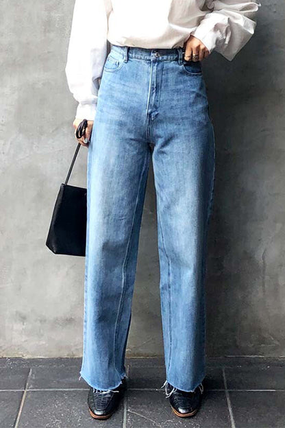 Denim Straight Pants Bleach Blue