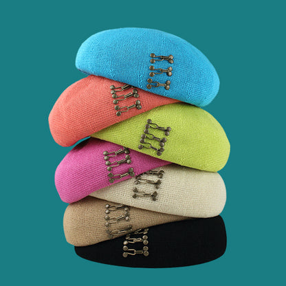 Color Summer Beret Hat PINK