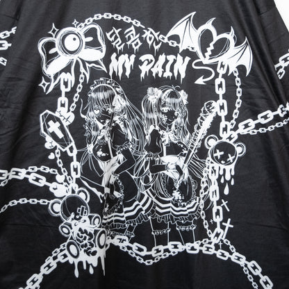 SUNCITY DOLL x ACDC RAG Sweet My Pain Huge T-shirt BLACK