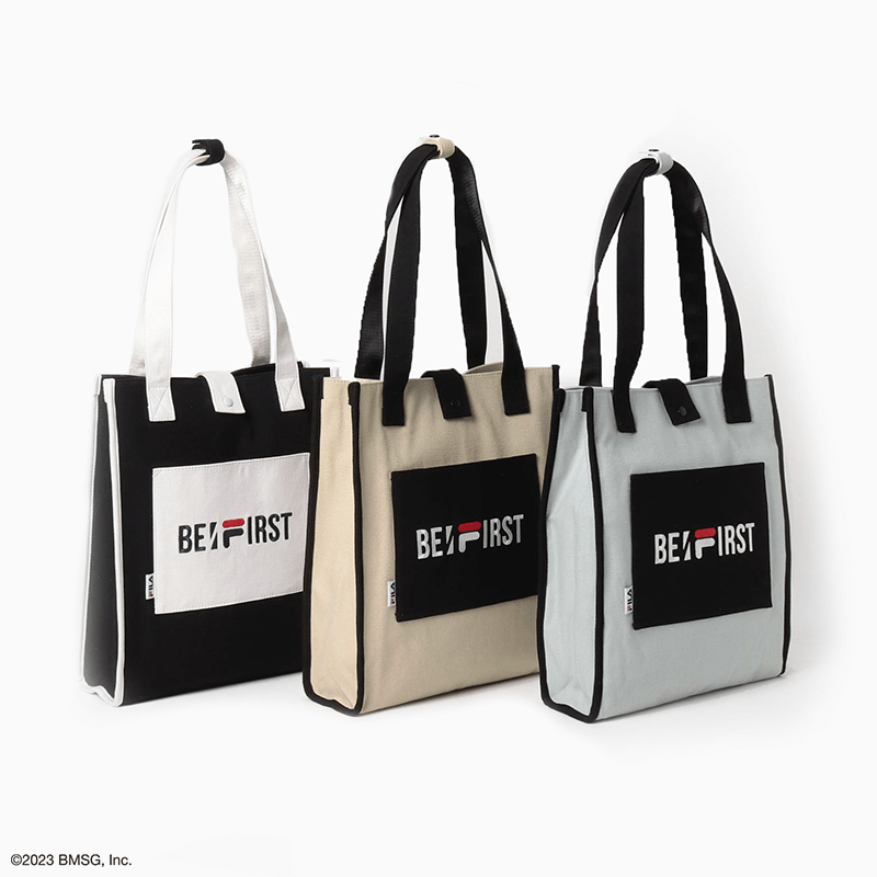 FILA x BE:FIRST Logo Embroidered Tote Bag BLACK