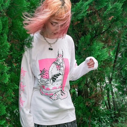 TRACY x NOIKISU Shortcake Girl L/S T-shirt WHITE