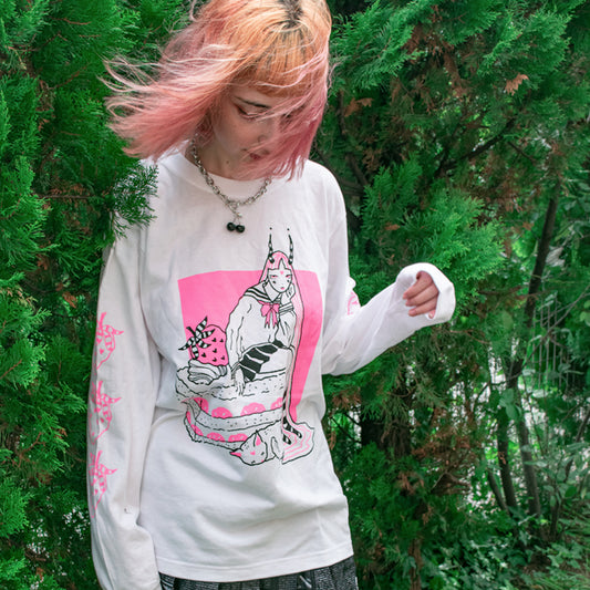 TRACY x NOIKISU ショートケーキガール L/S T-shirt WHITE