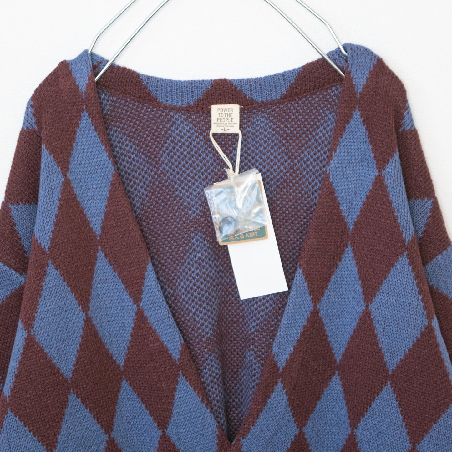 Granny knit V-neck all-over print cardigan Gray Purple