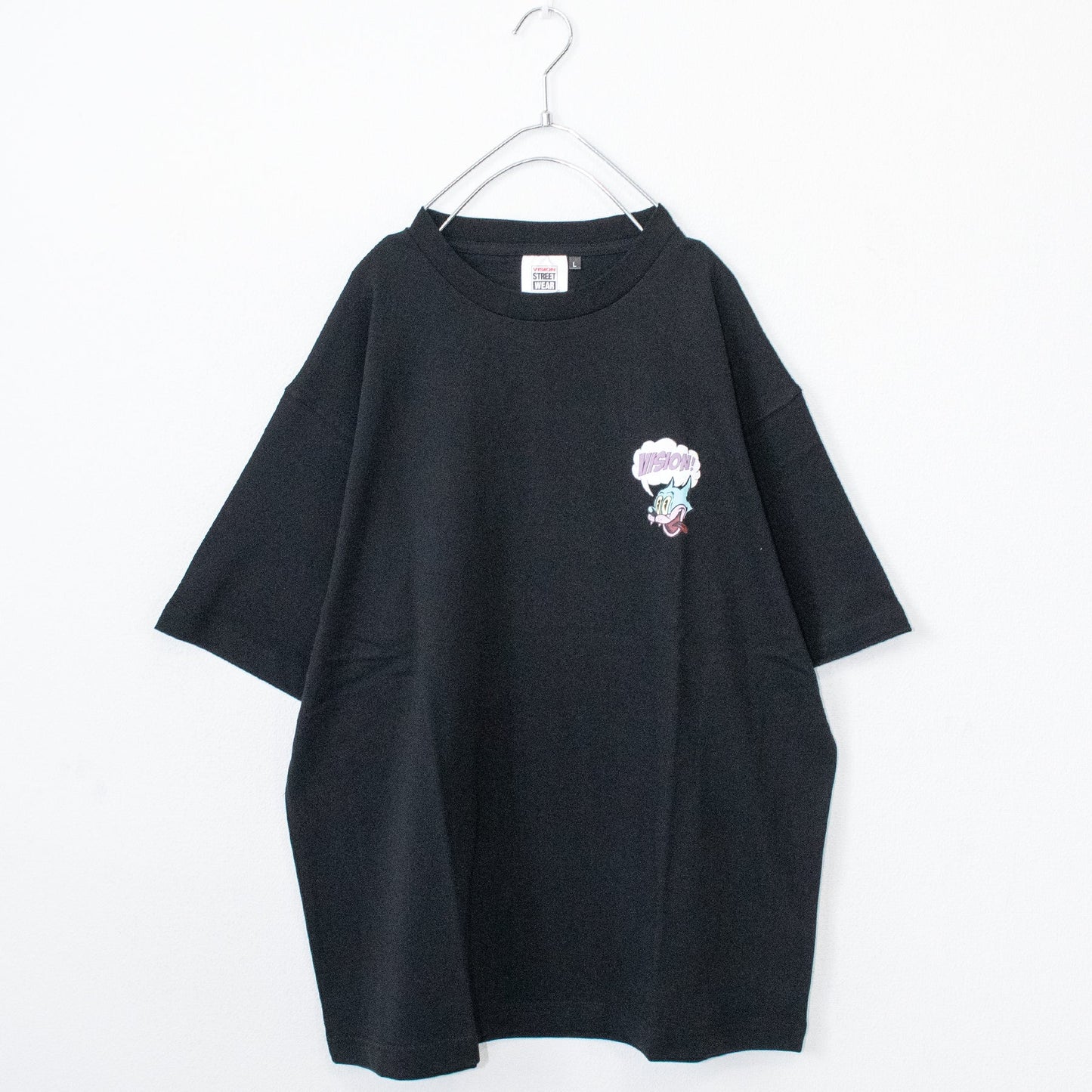 VISION STREET WEAR コミックキャラ発砲プリントTシャツ BLACK