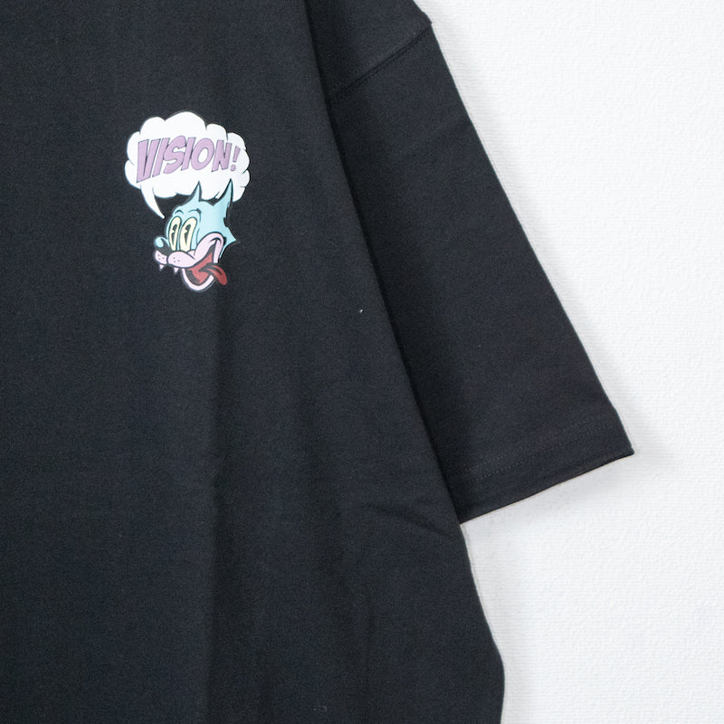 VISION STREET WEAR コミックキャラ発砲プリントTシャツ BLACK