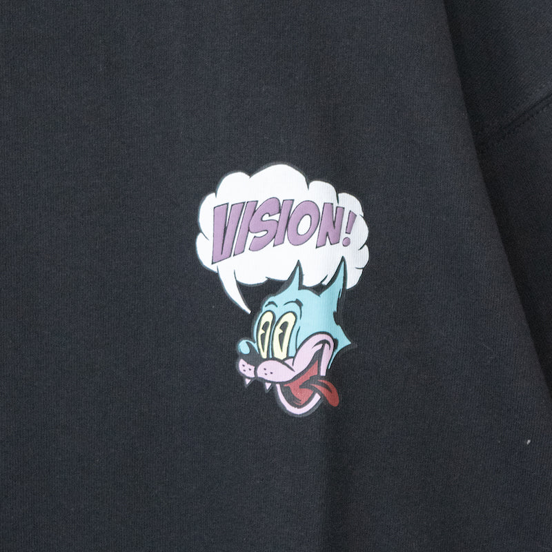 VISION STREET WEAR コミックキャラ発砲プリントTシャツ BLACK