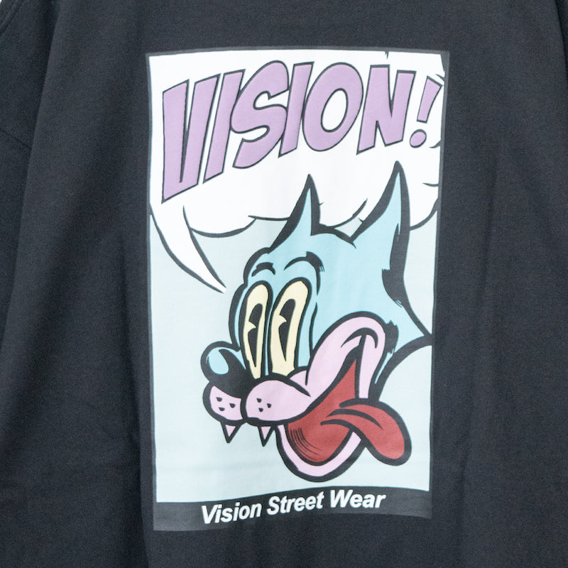 VISION STREET WEAR コミックキャラ発砲プリントTシャツ BLACK