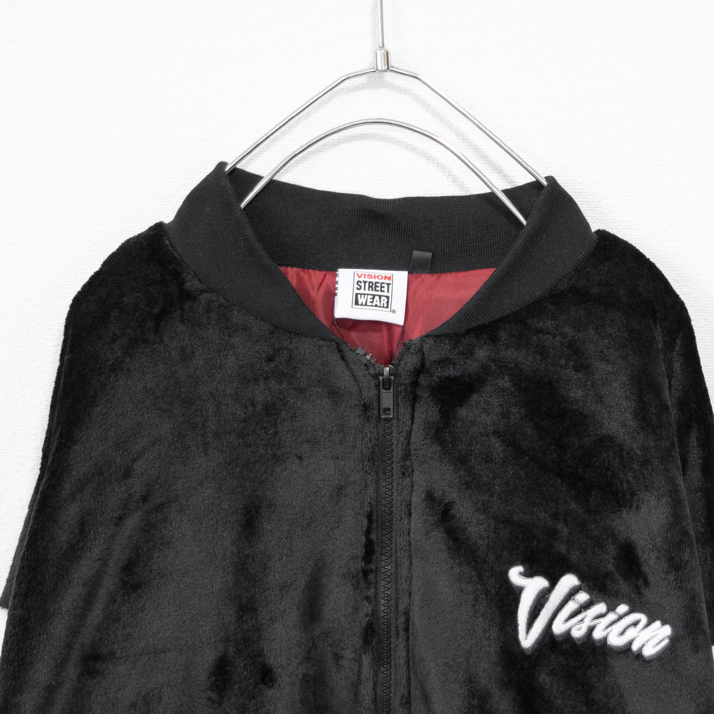 VISION STREET WEAR Sleeve Patch Fur Blouson BLACK