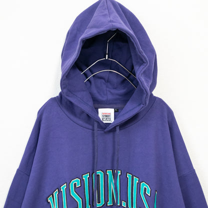 VISION STREET WEAR サテンワッペン アーチロゴ 裏毛パーカー PURPLE