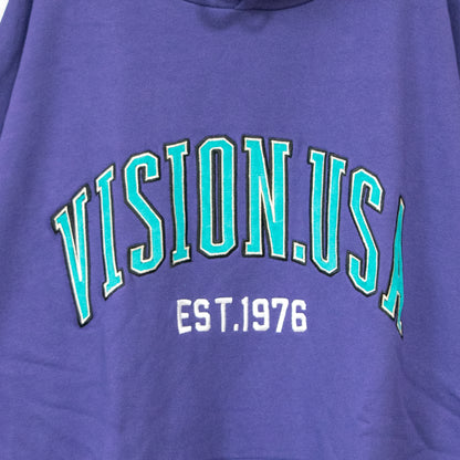 VISION STREET WEAR サテンワッペン アーチロゴ 裏毛パーカー PURPLE