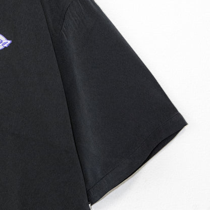 VISION STREET WEAR サークルロゴ刺繍 開襟半袖シャツ BLACK