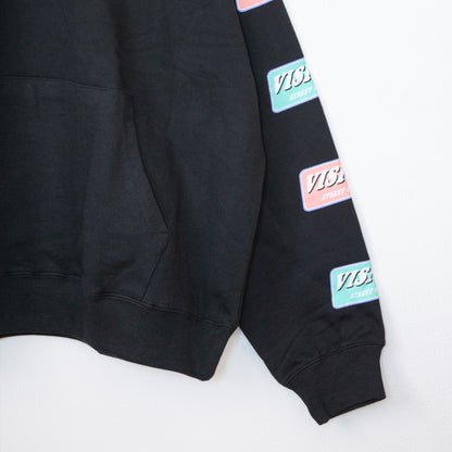 VISION STREET WEAR Fleece Sleeve Logo Print Pullover Hoodie BLACK
