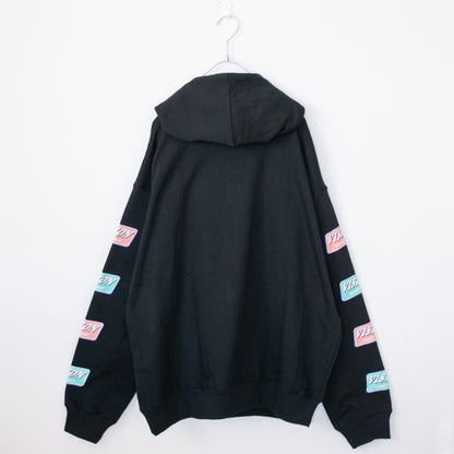 VISION STREET WEAR Fleece Sleeve Logo Print Pullover Hoodie BLACK