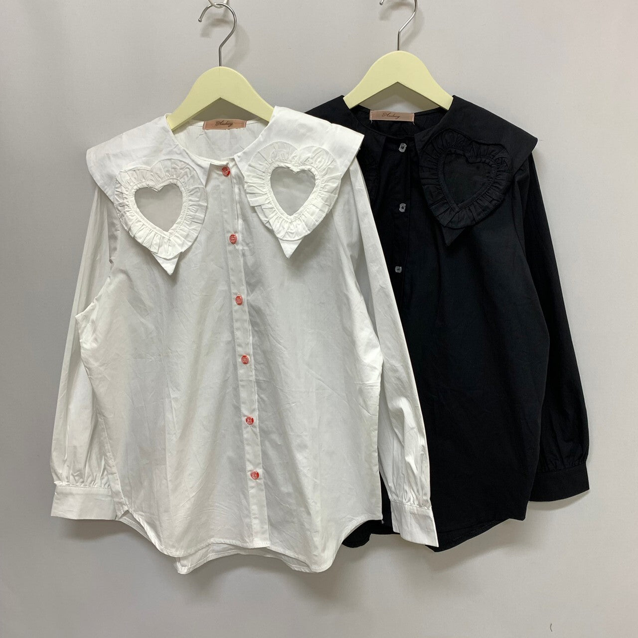 Heart Cut Big Collar Blouse - YOUAREMYPOISON