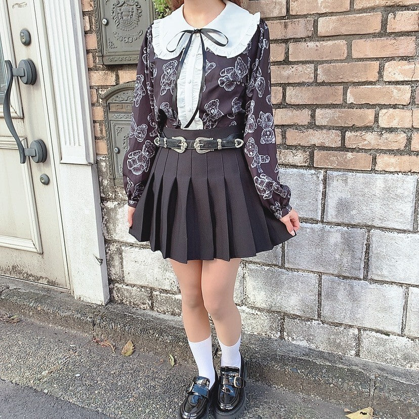 Teddy Bear Frill Collar L/S Shirt - YOUAREMYPOISON