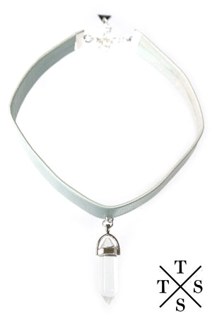 XTS Glitter White Leather Choker - YOUAREMYPOISON