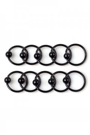 Stainless Steel Captive Beads Ring Body Earrings Black