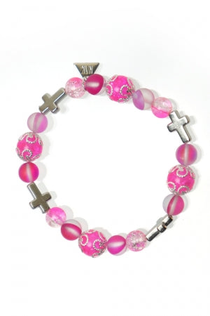 XTS Glitter Pink Cross Bracelet - YOUAREMYPOISON