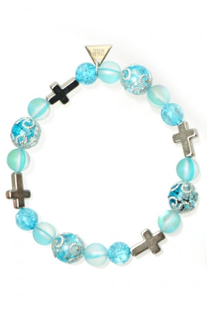 XTS Glitter Pastel Blue Cross Bracelet - YOUAREMYPOISON