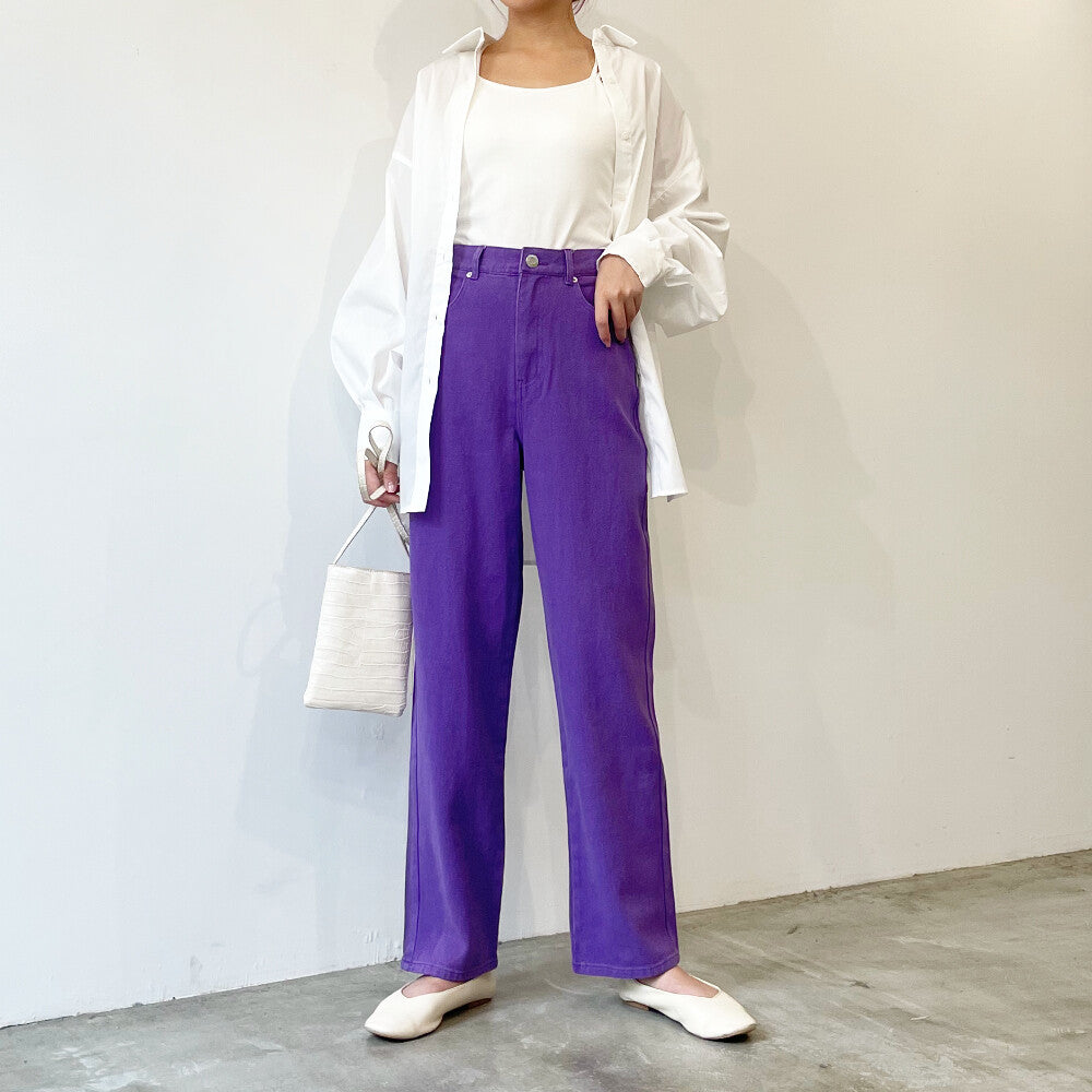 Color twill straight pants - YOUAREMYPOISON