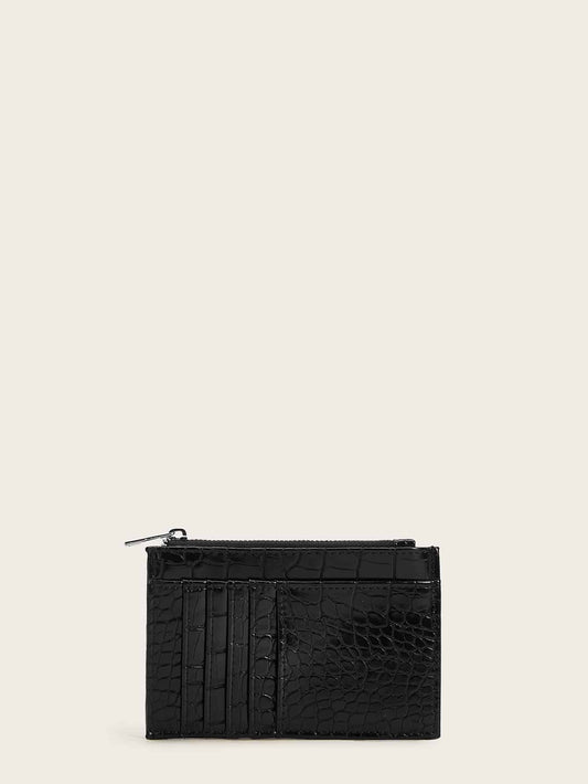 Croc Emboss Card Coin Case Black - YOUAREMYPOISON
