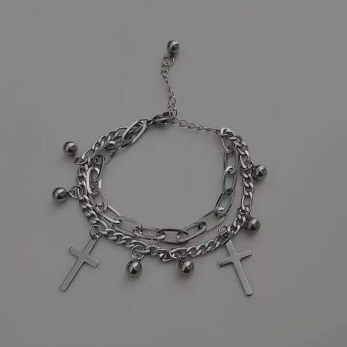 Double Chain Cross Bracelet - YOUAREMYPOISON