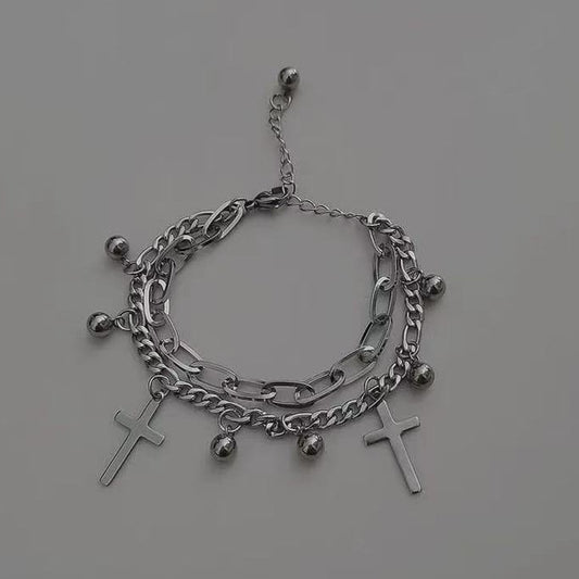 Double Chain Cross Bracelet - YOUAREMYPOISON