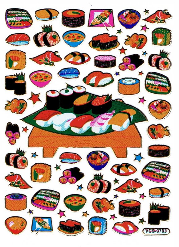 Glitter Sticker Sheet BIG Sushi