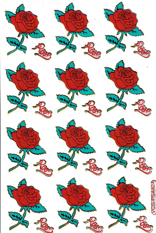 Glitter Sticker Sheet Roses