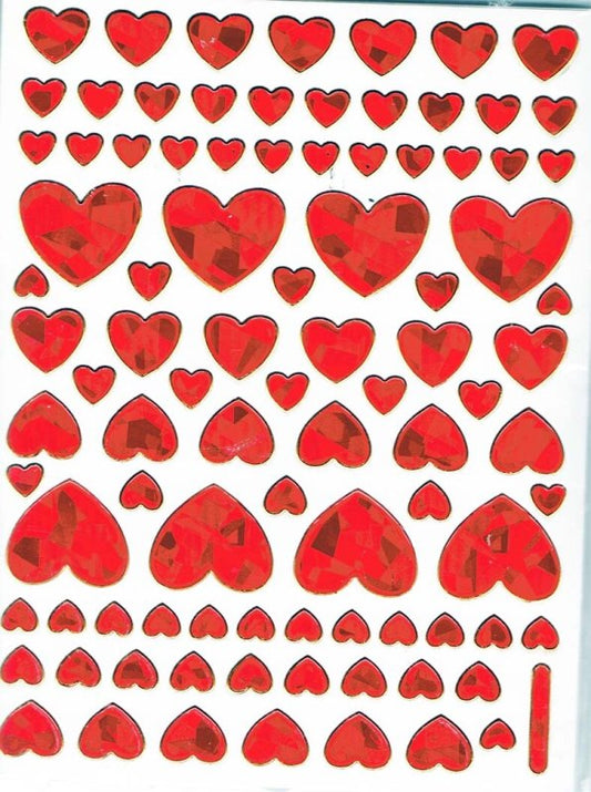 Glitter Sticker Sheet Heart RED MIXII
