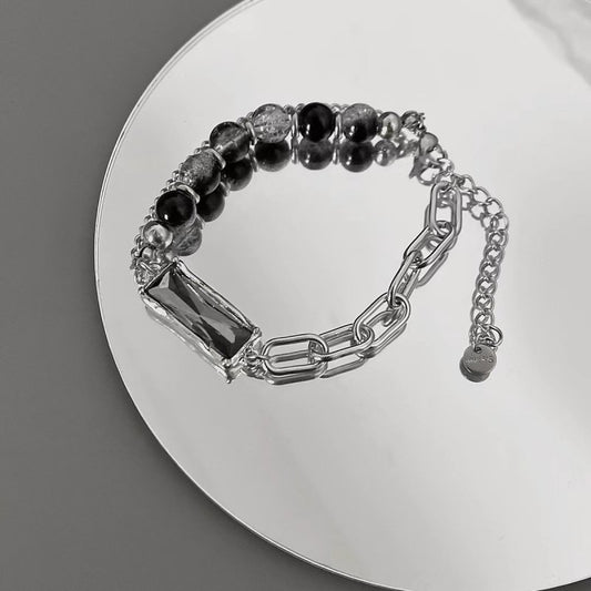 Asymmetric beads chain bracelet Silver
