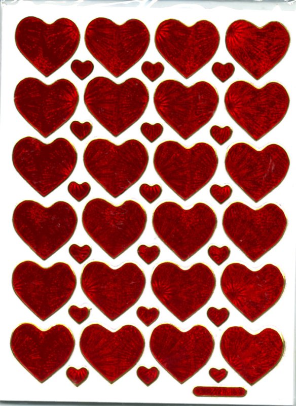 Glitter Sticker Sheet Heart RED 24PCS