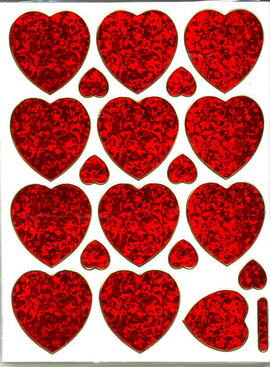 Glitter Sticker Sheet Heart RED BIG