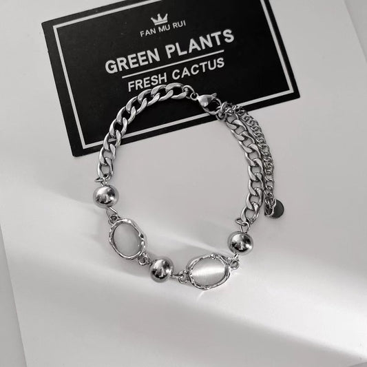 Round chain bead bracelet Silver